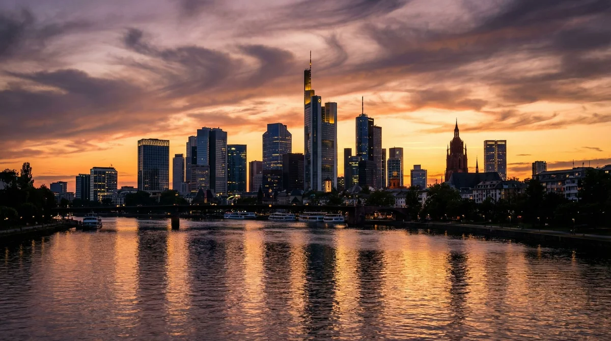 Skyline des Rhein-Main-Gebiets mit Frankfurter Hochhäusern